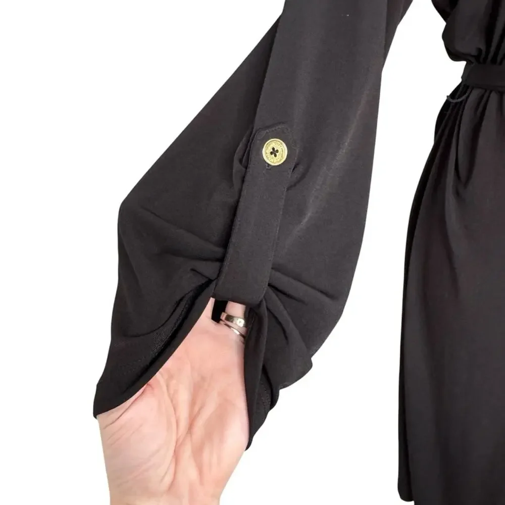 Michael Kors Black Long/Roll Tab Sleeve Dress Sz XL